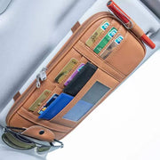 JUNSICE Car Sun Visor Organizer Auto Interior Accessories, Brown - Easy to Install