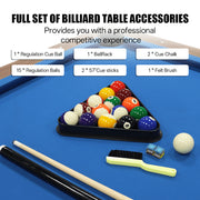 Pickports 84-Inch Pool Table with Rustic Brown Finish, W-Shaped Legs, Royal Blue Cloth, Regulation Size