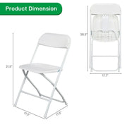 Ktaxon 4 Pack Portable Plastic Folding Chairs, Stackable Chairs for Events Office Wedding Party, Heavy Duty Steel Frame, Weight Capacity 350 LBS, White