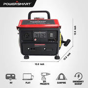 PowerSmart PS50 Gas Fuel Generator 1200W Portable Inverter for Camping Outdoor, Low Noise with AC Outlet