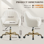 Coolhut Office Desk Chair, Padded Beige Velvet Upholstery, Mid-Back, Height Adjustable, Rolling with Gold Star Base, P10J-Beige
