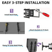 USX MOUNT Full-Motion TV Wall Mount, Tilt and Swivel, Articulating 6 Arm Support, Fits 42 to 90 Inch TVs, Supports up to 150 lb, Black, WML018-01