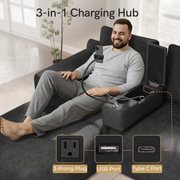 Aylenic Sectional Sofa Armrest Console, Insertable Couch Organizer with Cup Holder, Hidden Charging Hub, Phone Holder and Storage, Dark Grey, 20.3''