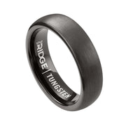 The Ridge Tungsten Ring for Men, 6mm Rounded Gunmetal, Scratch-Resistant, Durable with Silicone Band