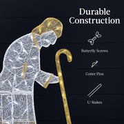 Best Choice Products 4.5ft Lighted 2D Christmas Nativity Scene Outdoor Yard Decoration with 115 LED Lights, Gold Metal Frame, SKY8026