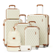 Melalenia 7 Luggage Sets ABS Hardside Spinner Luggage -With Spinner Wheels and TSA Lock (5.0)