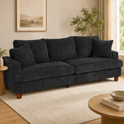 Neche 87-Inch Corduroy Sofa, 3-Seater with Extra Deep Seats, Medium-Firm Cushions, Solid Wood Frame, Includes 2 Pillows, Green