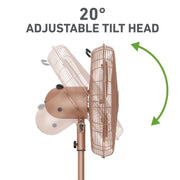 Holmes 16 Inch Oscillating Stand Fan, 3 Speed, Adjustable Height, Brushed Copper, 14546