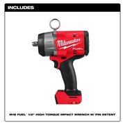 Milwaukee 2966-20 M18 FUEL 18V Lithium-Ion Brushless Cordless High Torque 1/2 in. Impact Wrench w/ Pin Detent (Tool-Only)