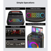 Gesnada K71 Karaoke Machine with 2 Wireless Microphones, 200W Peak Power, TWS, USB/TF/AUX, Perfect Graduation Gift
