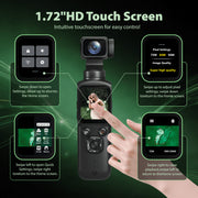 Saneen 4K Vlogging Camera, 16MP CMOS Sensor, 330 Rotating Lens, Face Tracking, Touchscreen, WiFi, Tripod Included, 16GB Card