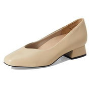 David Tate Freedom High Women's Heels, Nude Leather, Square Toe, Leather-Wrapped Cuban Heel, Size 10.5 M, NWS25-504