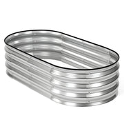 Gianna Galvanized Metal Raised Garden Bed, Oval Planter Box, Silver, 4x2x1 ft