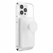 PopSockets MagSafe Power Pack Charger, 5000 mAh, White Clear, Portable Wireless Battery with Integrated Grip and Stand, 20W USB-C Wired Charging, 807350