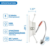 Great Value 6 Inch LED Retrofit Downlight, 13 Watt, 5 CCT Selectable, Dimmable, E26 Base, White, 12 Pack
