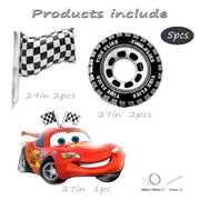 Cymylar 5Pcs Lightning Car Racing Tire Flag Foil Mylar Balloon Set, Red Pickup Truck, 35-Inch