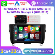 Hizpo Android 12 Car Stereo Head Unit, 10.1-Inch Touchscreen, 2GB RAM, 32GB Storage, GPS Navigation, Bluetooth, WiFi, AUX and Subwoofer Output for Nissan X-Trail 3 Rogue Qashqai 2 2013-2017