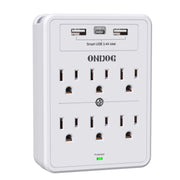ONDOG Multi Plug Outlet Surge Protector, 6 AC Outlets, 3 Smart USB Ports, 1680 Joules, White, AHR-339