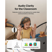 Belkin SoundForm Mini Kids Wired On-Ear Headphones with USB-C to 3.5mm Dongle, Built-In Microphone, 85dB Volume Limiter, Adjustable Fit, Black, AUD010fqBK