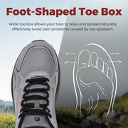 FitVille Mens Trail Running Shoes, Extra Wide, Arch Support, Black Gray, Lace-Up Sneakers, AllTraction Trail V3