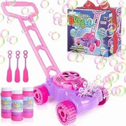 ArtCreativity Bubble Lawn Mower Bubble Blowing Machine for Toddlers Ages 3+, Durable Pink - Easy to Assemble