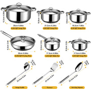 Bestdin 12-Pieces Cookware Set, Nonstick Granite Coating, Stainless Steel, Silver - Durable Construction