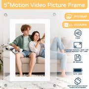 VEANXIN 5 Inch Acrylic Digital Photo Frame, 1920x1080 IPS Display, 2GB Memory, 1000mAh Battery, USB-C Interface