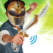 Playmates Toys Mighty Morphin Power Rangers White Ranger Role Play Bundle with Saba Sword, 15+ Sounds, White Ranger Mask, Power Coin