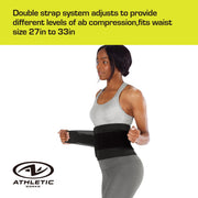 Athletic Works Waist Trainer SM, Adjustable Strap, Compression Support, Black, Fits Waist 27in to 33in - Strengthen Core