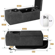 Aylenic Sectional Sofa Armrest Console, Insertable Couch Organizer with Cup Holder, Hidden Charging Hub, Phone Holder and Storage, Dark Grey, 20.3''