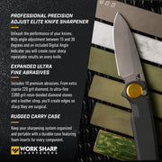 Work Sharp Professional Precision Adjust Elite Knife Sharpener Kit, Fixed Angle 15 to 30, 10-Piece Abrasive Set, Metal Construction, Black, Includes Carry Case WSBCHPAJ-PRO-ELT-ATL