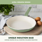 GreenPan Essence 12in Ceramic Nonstick Frypan, Diamond-Infused Coating, Oven Safe to 350F, Stay-Cool Bakelite Handle, Sage Green