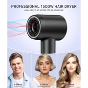 Purevigil 1500W High-Speed Ionic Hair Dryer with 500 Million Negative Ions, Smart Temperature Control, Lightweight Black JYCFJ-1