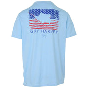 Guy Harvey 4SY1025 Glory Sail Short-Sleeve T-Shirt, Soft 100% Cotton, Size L, Clear Sky Heather Blue