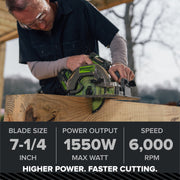 Greenworks Pro PowerAll 24V Brushless Circular Saw, 7.25-Inch 6000 RPM, Adjustable Bevel 0 to 45, Lightweight Magnesium, Tool Only, CR5185A3