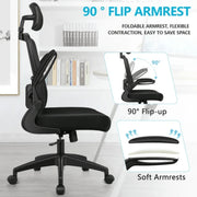 Coolhut KD-918-H-Black Office Chair Ergonomic Desk Chair Headrest Desk Chair Office Chair, Black