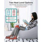 Nekteck Leg Massager for Circulation and Pain Relief, Air Compression Foot Calf Thigh Massager, 6 Modes, 3 Air Pressure Intensities, 2 Heat Levels, 3 Vibration Functions, Gray, FE-7208