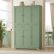 Homfa Kitchen Pantry Storage Cabinet, 68 in, 6 Door Freestanding Cupboard with Drawer and Door Shelf, Green, X1069101