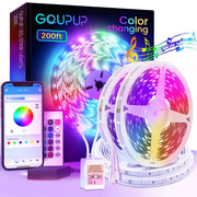 GUPUP LED Strip Lights, 2 Rolls of 100ft, 200ft Total Length, Music Sync with Built-In Microphone - Material Plastic