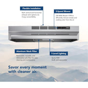 Broan-NuTone F4030SF 30-Inch Fingerprint Resistant Convertible Under-Cabinet Range Hood 230 Max Blower CFM, Stainless Finish
