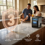Goosiay Nugget Ice Maker Countertop, Portable Pebble Sonic Ice Machine, 44 lb Daily Capacity, Stainless Steel, Black, 20EN