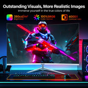 Gawfolk GF270H-W 27 inch FHD 1080P, 1800R, Frameless Gaming Monitor, White, 100Hz (Built-in Speaker)