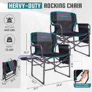 Fundango 2 Person Director Foldable Camping Chair, Oversized Heavy Duty, Supports 400lbs, Blue, 2 Pack