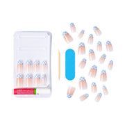 KISS Voguish Fantasy Press On Nails, Ending Scene Blue White Checkerboard, Medium Coffin, 28 Count