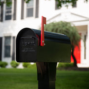 Architectural Mailboxes Ironside Large Capacity Galvanized Steel Black Post Mount Mailbox MB801BAM