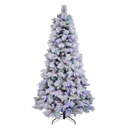 Holiday Time 010-1528WR 7.5' Pre-Lit Flocked Bellmont Christmas Tree with Color-Changing LED Lights and Stand