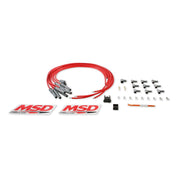 MSD Spark Plug Wire Set, Super Conductor, 8 Cylinder, Red, Multi-Angle Plug, HEI Cap, 31189