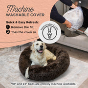 Best Friends by Sheri Donut Shag Pet Bed and Blanket Set, Orthopedic Support, Dark Chocolate, Large 36x36x9 in, 5033
