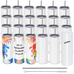 Cosictic 24 Pack Sublimation Tumblers for Heat Press Machine