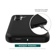 Onn. WIABLK100142762 Rugged Phone Case with Holster for Samsung Galaxy S24 5G - Black